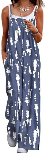 Summer Boho Cotton Casual Jumpsuits Wide Leg Overalls Flora…