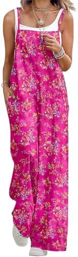 Summer Boho Cotton Casual Jumpsuits Wide Leg Overalls Flora…
