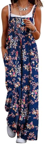 Summer Boho Cotton Casual Jumpsuits Wide Leg Overalls Flora…