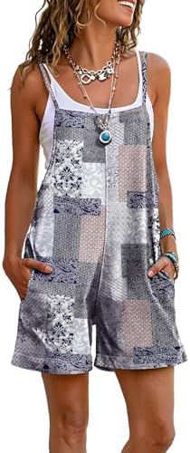 Summer Casual Loose Rompers Sleeveless Boho Floral Spaghett…