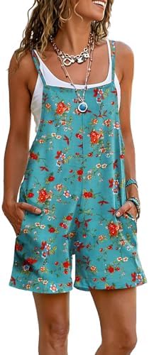 Summer Casual Loose Rompers Sleeveless Boho Floral Spaghett…