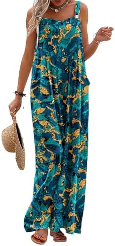 Summer Casual Overalls Loose Wide Leg Jumpsuits Boho Floral…