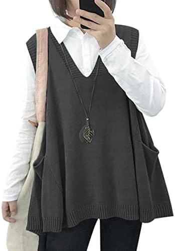 Sweater Vest Women Loose Swing Cotton Cute Oversized Knit P…